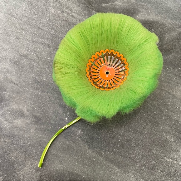Hattie Carnegie Jewelry - Vintage 60s Hattie Carnegie Dynel Fiber Flower Neon Green Brooch